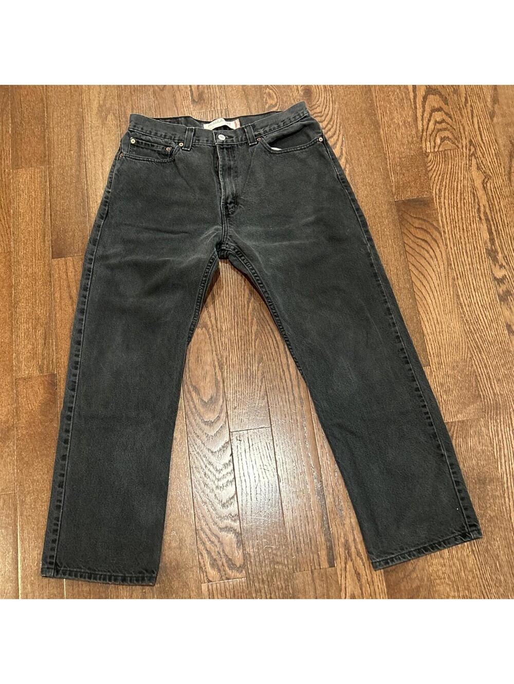 Levi's 505 Regular Fit Black Denim Jeans Straight Style Button Zip 5-Pocket